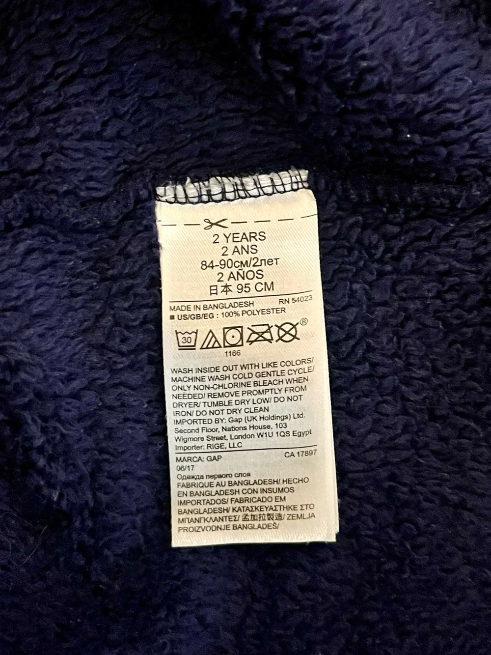 Baby GAP Velour Hooded Robe w/ Ears Navy Blue 2T